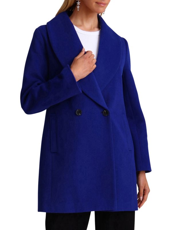 Двубортное пальто из саржевой смеси шерсти Avec Les Filles