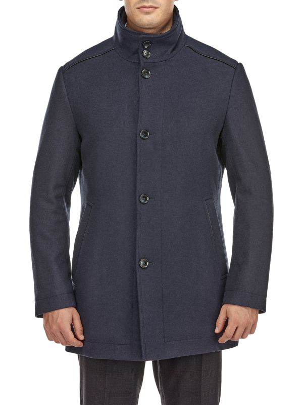 Однотонное пальто из смесовой шерсти приталенного кроя English Laundry