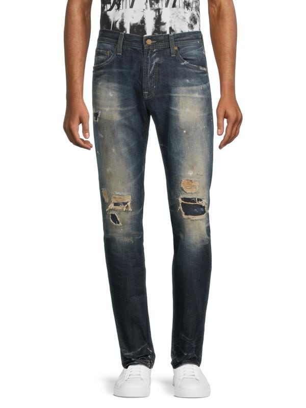 Джинсы современного узкого кроя со средней посадкой и потертостями AG Jeans
