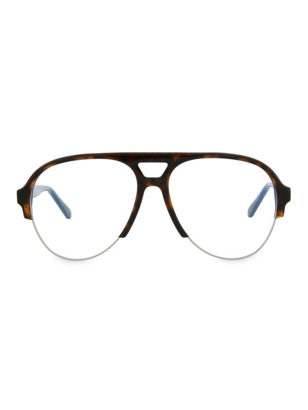 56MM Aviator Half Rim Eyeglasses Brioni