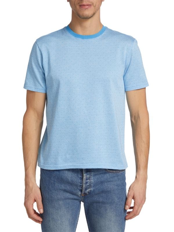 Хлопковая футболка приталенного кроя с ромбовидным приподнятым горохом Saks Fifth Avenue