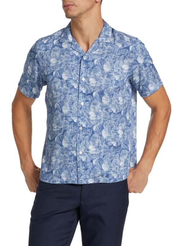Мужская Вискозная Рубашка с Цветочным Узором Saks Fifth Avenue Saks Fifth Avenue