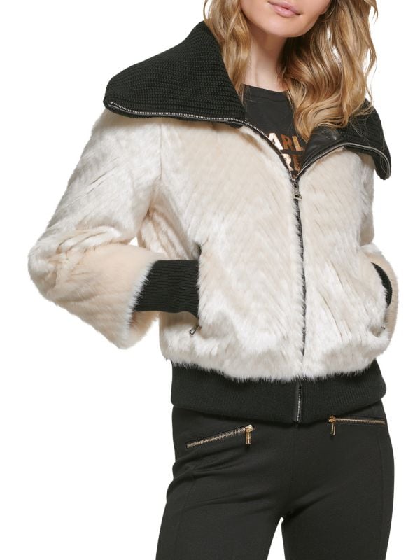 Женское Бомбер-Пальто с Искусственным Мехом от Karl Lagerfeld Paris Karl Lagerfeld Paris