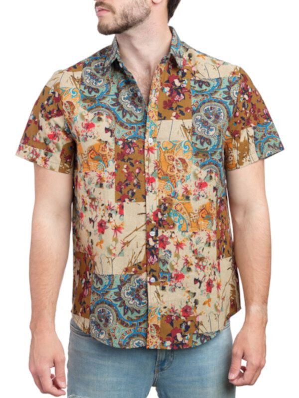 Рубашка с коротким рукавом в стиле пэчворк с цветочным принтом Saryans Arthur