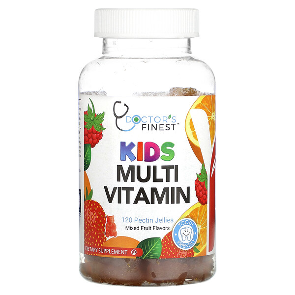 Детские мультивитамины, фруктовая смесь, 120 пектиновых желе Doctor's Finest