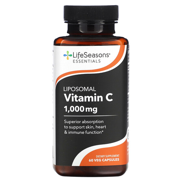 Липосомальный витамин С, 1000 мг, 60 растительных капсул (500 мг на капсулу) LifeSeasons