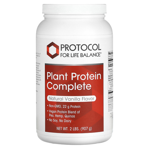 Plant Protein Complete, Natural Vanilla , 2 lbs (907 g) Protocol for Life Balance