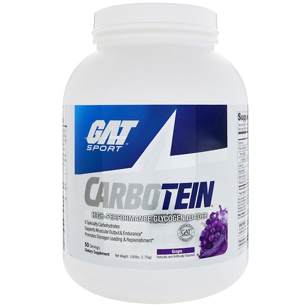 Carbotein, Высокоэффективный гликогеновый загрузчик, виноград, 1,75 кг (3,85 фунта) GAT
