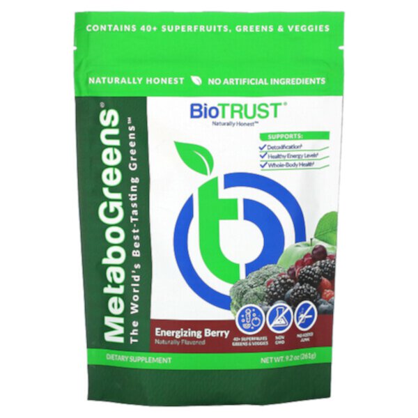 MetaboGreens, Энергичная ягода, 9,2 унции (261 г) BioTRUST