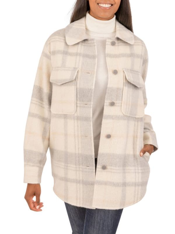 Куртка-рубашка в клетку из смесовой шерсти RACHEL Rachel Roy