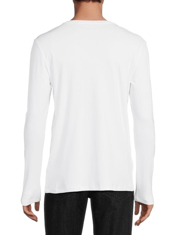 однотонная футболка на пуговицах с длинным рукавом Saks Fifth Avenue