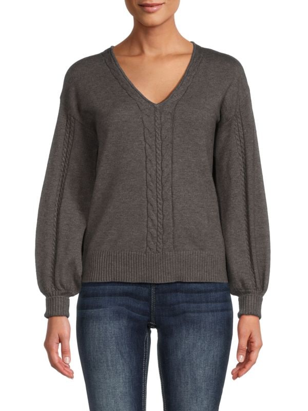 Женский Свитер Ellen Tracy Cableknit V Neck Ellen Tracy