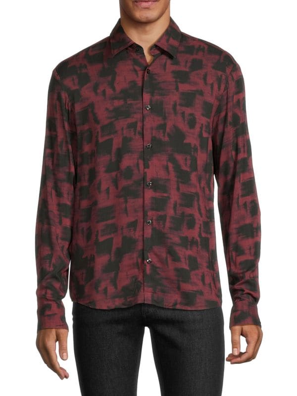 Мужская Повседневная рубашка HUGO BOSS Abstract Print Shirt HUGO BOSS