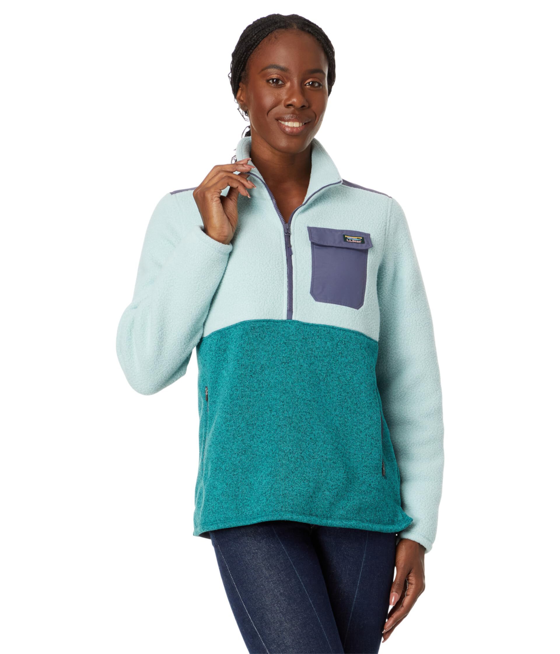 Женский Пуловер L.L.Bean Petite Sweater Fleece Sherpa Hybrid Color-Block L.L.Bean