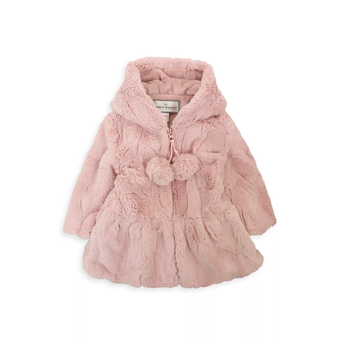 Little Girl's &amp; Girl's Pom-Pom Hooded Faux Fur Coat WIDGEON