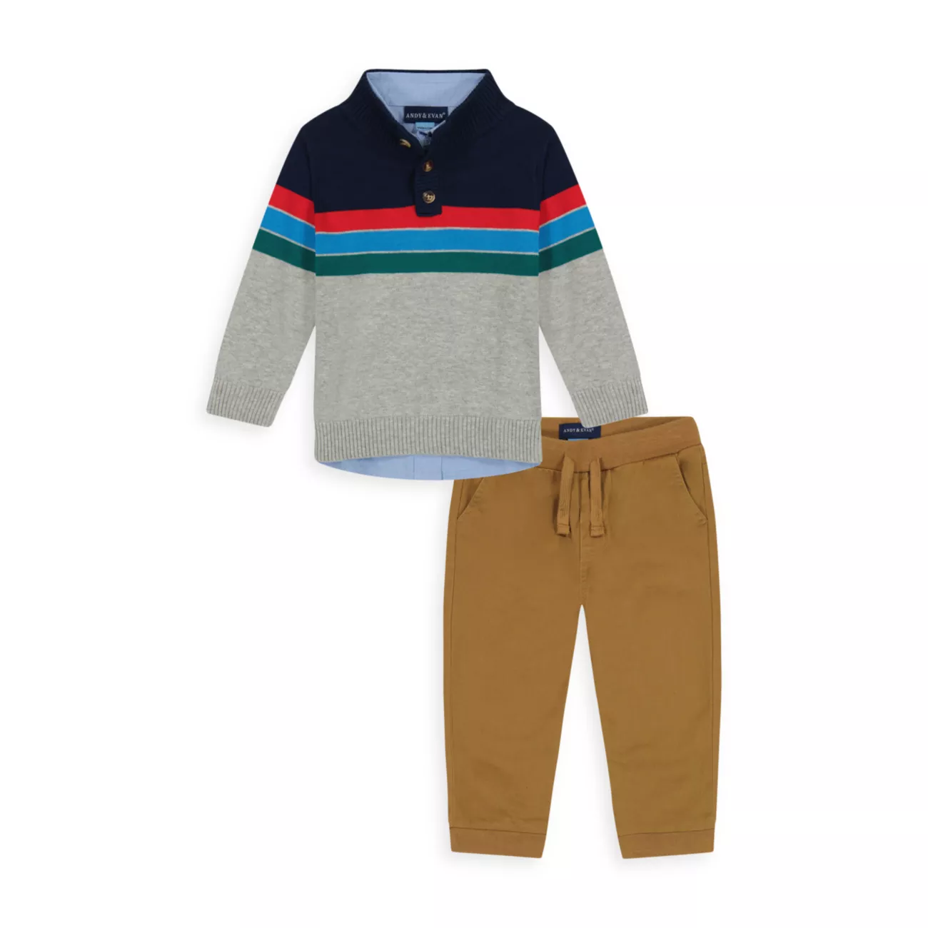 Baby Boy's, Little Boy's &amp; Полосатый свитер для мальчика, рубашка на пуговицах и amp; Комплект для джоггеров Andy & Evan