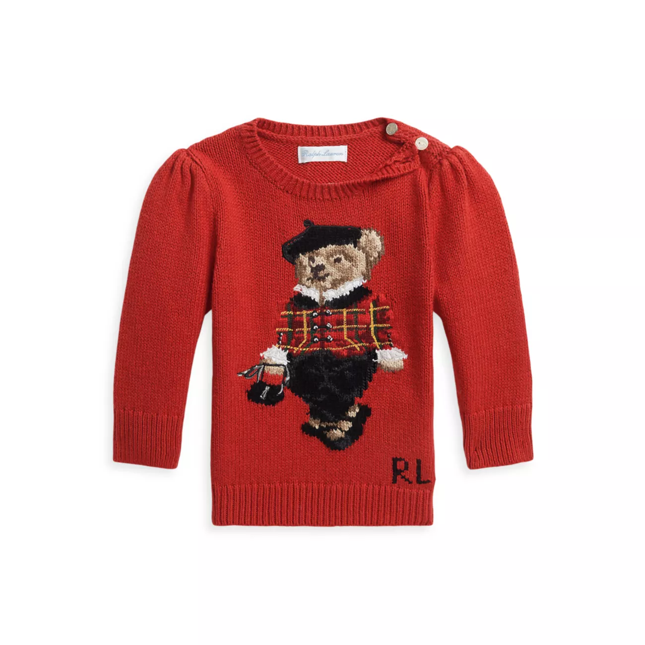 Хлопковый свитер-поло с медвежонком для маленьких девочек Polo Ralph Lauren