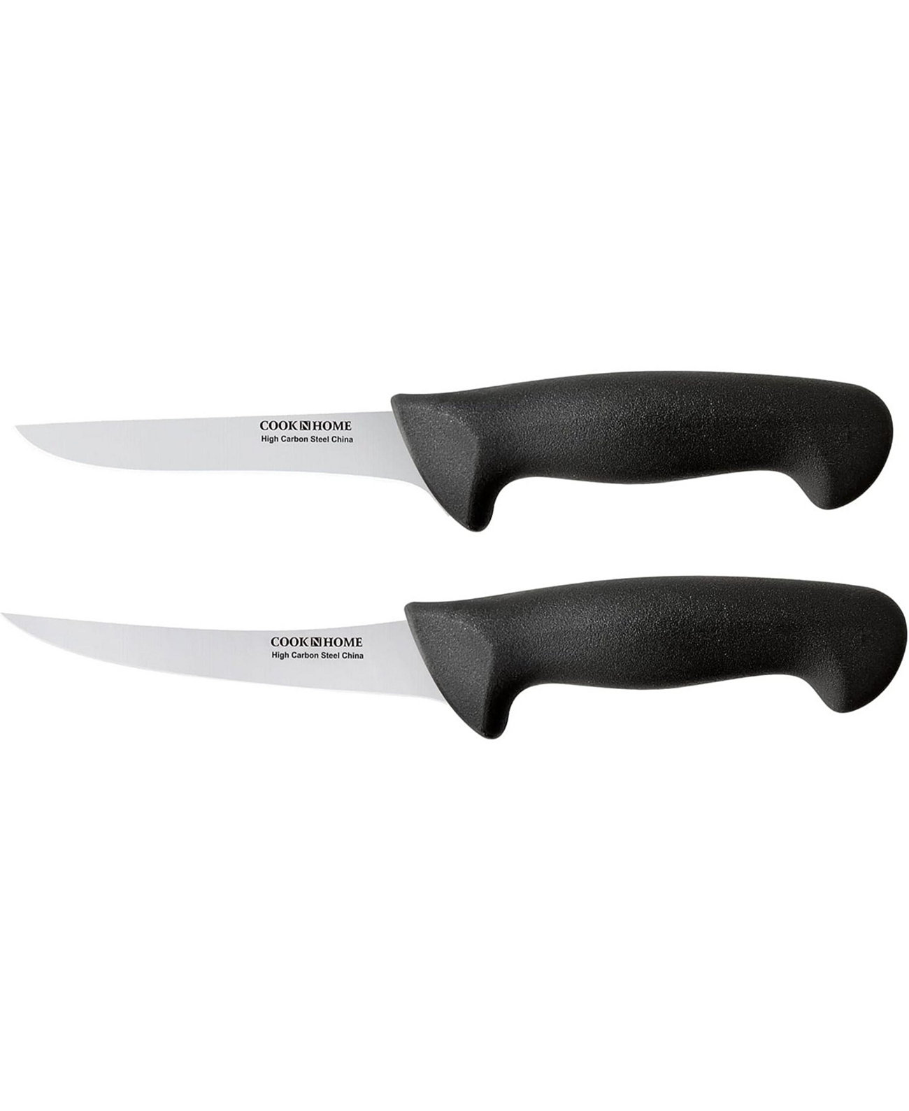 Boning Knife Set 6-inch, High Carbon Stainless Steel Flexible Curved and Straight Stiff Boning Kitchen Knives 2-Piece, Ergonomic Handle, Black Cook N Home