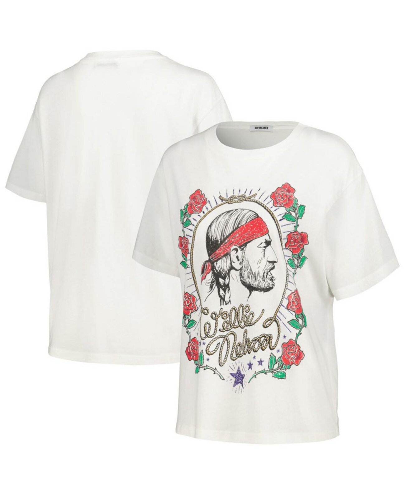 Женская белая футболка с рисунком Willie Nelson Daydreamer