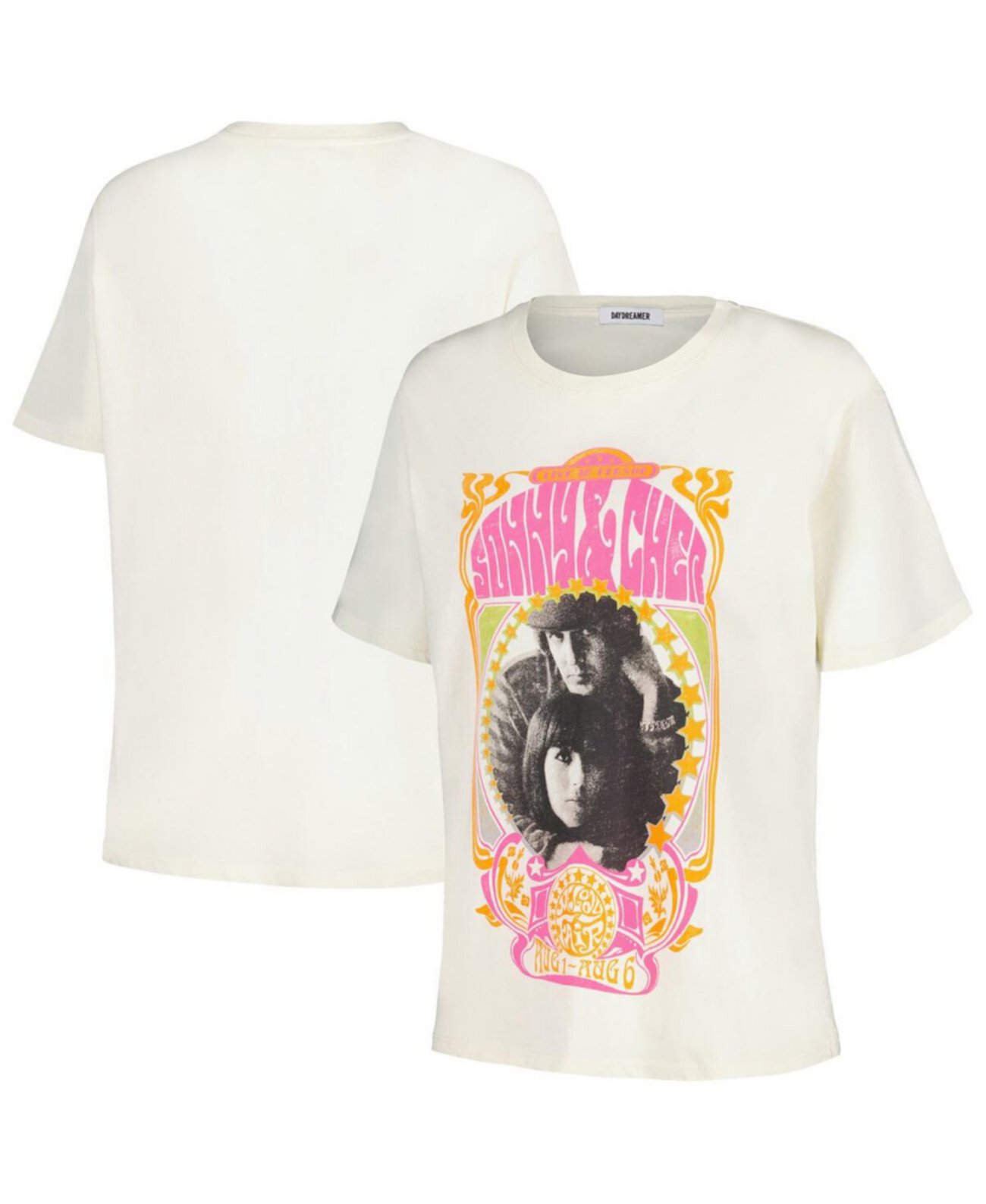 Женская кремовая футболка-бойфренд Sonny & Cher Melody Fair с эффектом потертости Daydreamer