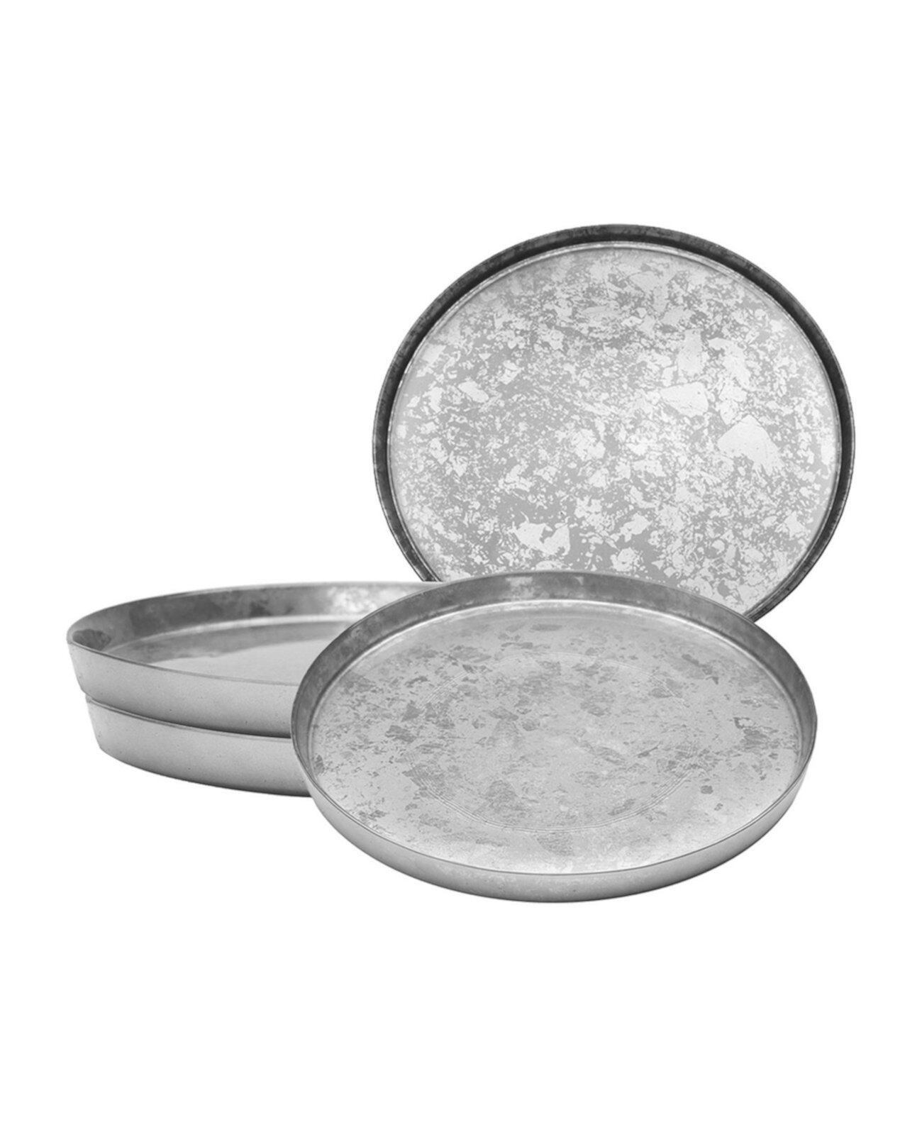 8,25-дюймовые серебряные блестящие тарелки для салата с приподнятым краем, набор из 4 предметов, сервис на 4 персоны Classic Touch