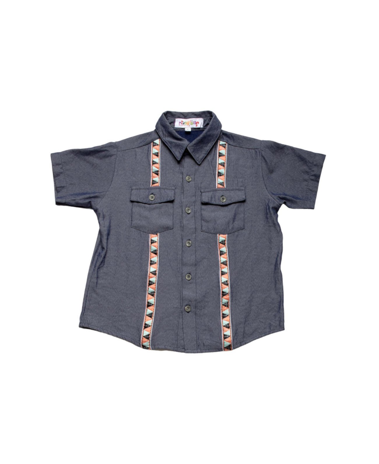 Рубашка на пуговицах с карманами и короткими рукавами для маленьких мальчиков Mixed Up Clothing