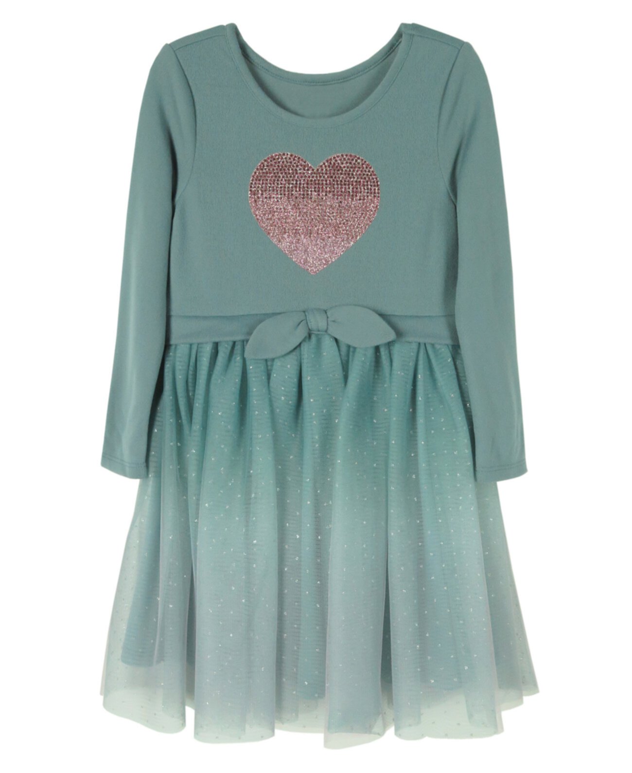 Платье-пачка с блестящим сердечком и длинными рукавами для маленьких девочек и сетчатое платье-пачка с эффектом омбре Pink & Violet
