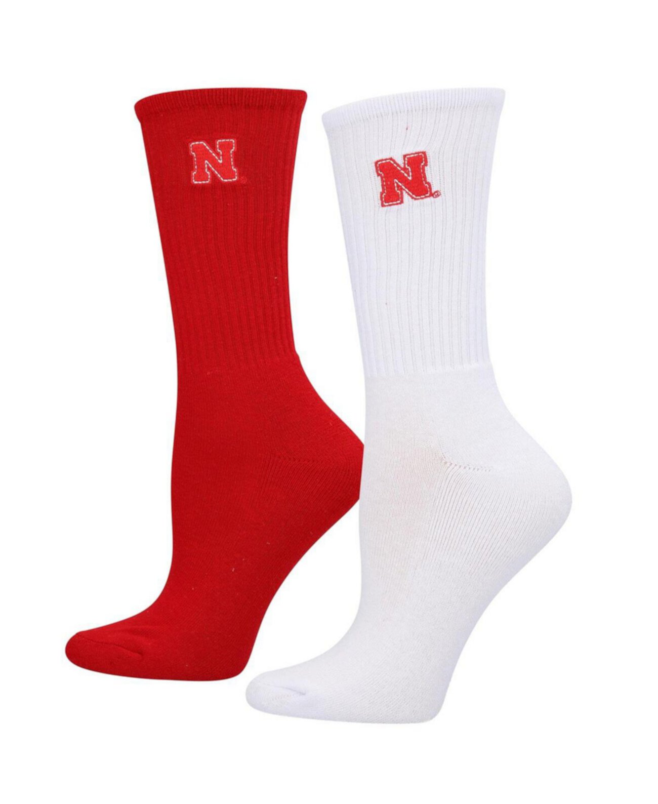 Женские красные и белые носки Nebraska Huskers, две пары четверть длины ZooZatz