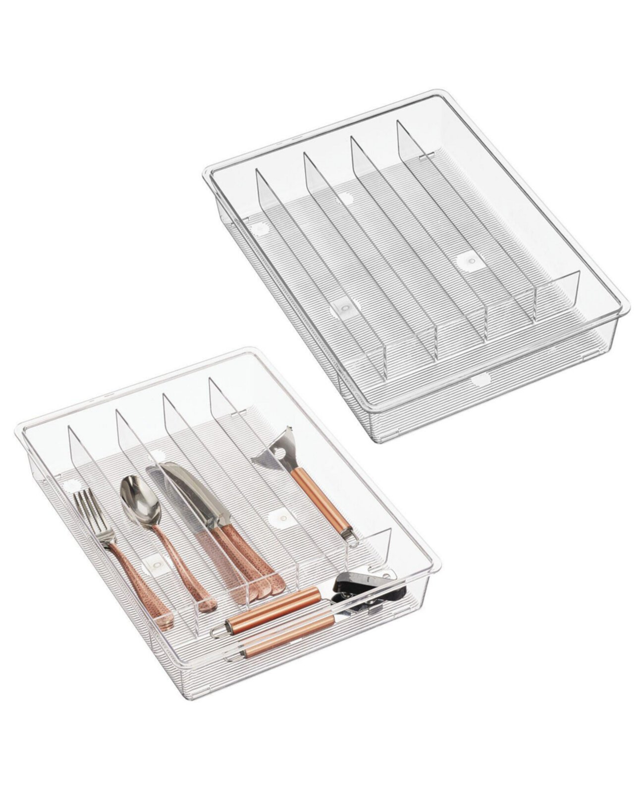 Пластиковый лоток-органайзер для кухонных принадлежностей с 6 выдвижными ящиками, 2 шт., прозрачный MDesign