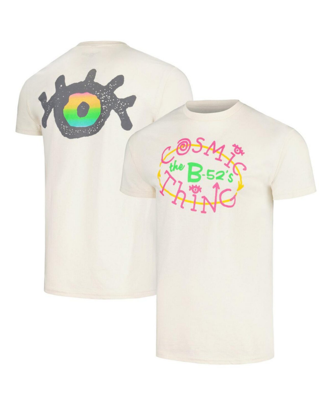 Мужская кремовая футболка с рисунком The B-52's Cosmic Thing Manhead Merch