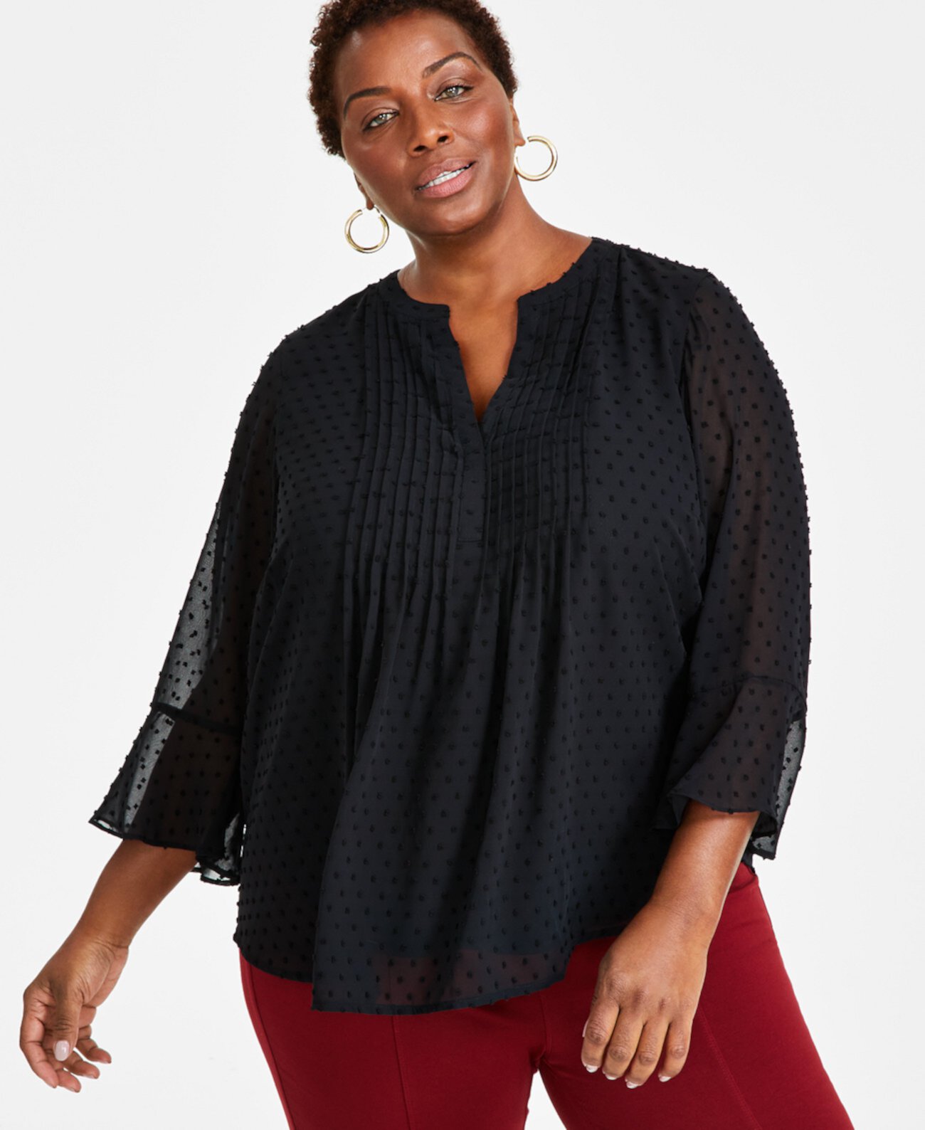 Plus Size Pintuck Blouse, Exclusively at Macy's Style & Co