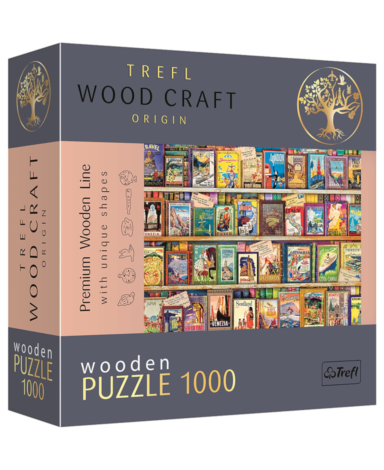 Деревянный пазл Wood Craft из 1000 деталей - Путеводители по миру Trefl