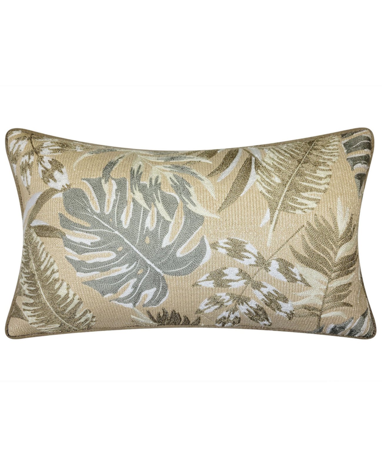 Декоративная подушка NYBG для использования в помещении и на открытом воздухе с вышивкой в виде листьев рафии, 12 x 20 дюймов Edie@Home