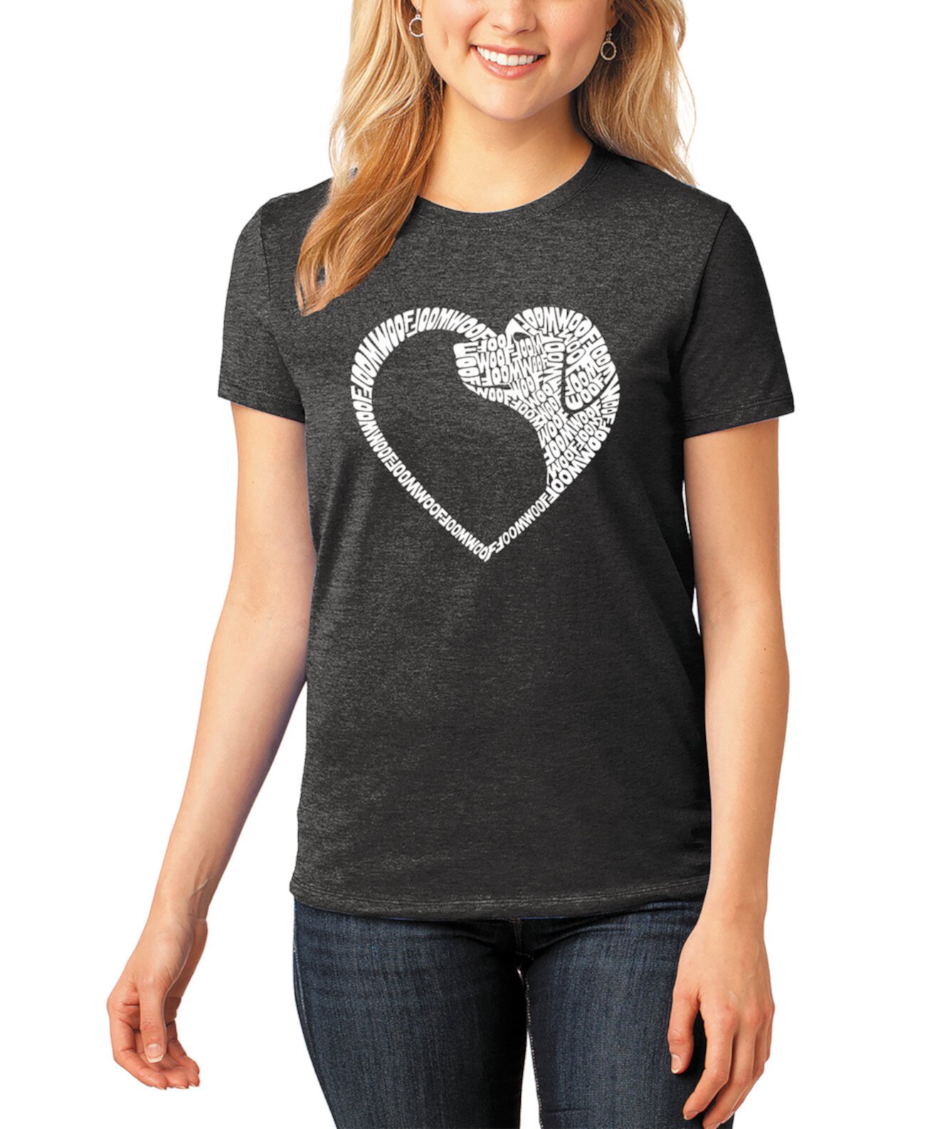 Женская футболка Dog Heart Premium Blend Word Art с короткими рукавами LA Pop Art