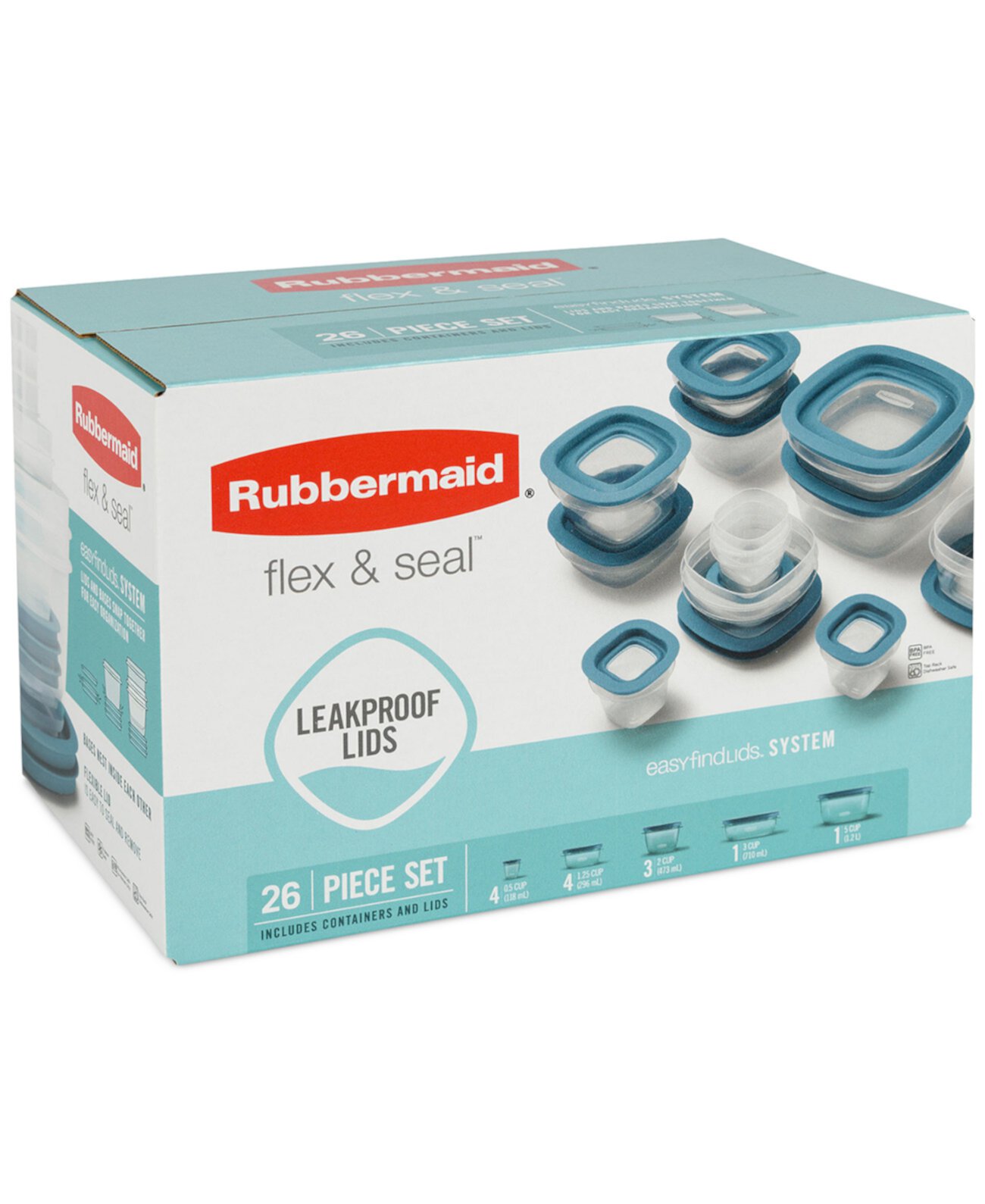 26-шт. Набор контейнеров и крышек для хранения пищевых продуктов Flex & Seal Rubbermaid