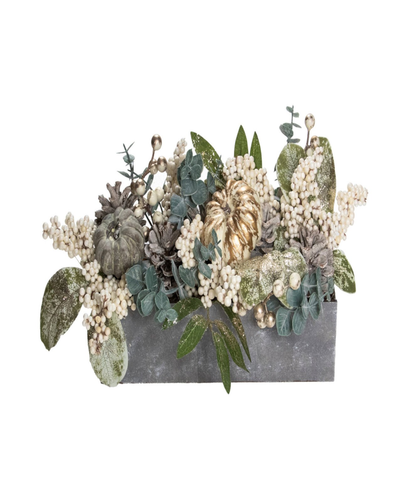 10,25-дюймовая цветочная композиция из тыквы нейтрального цвета и листьев осеннего урожая Northlight