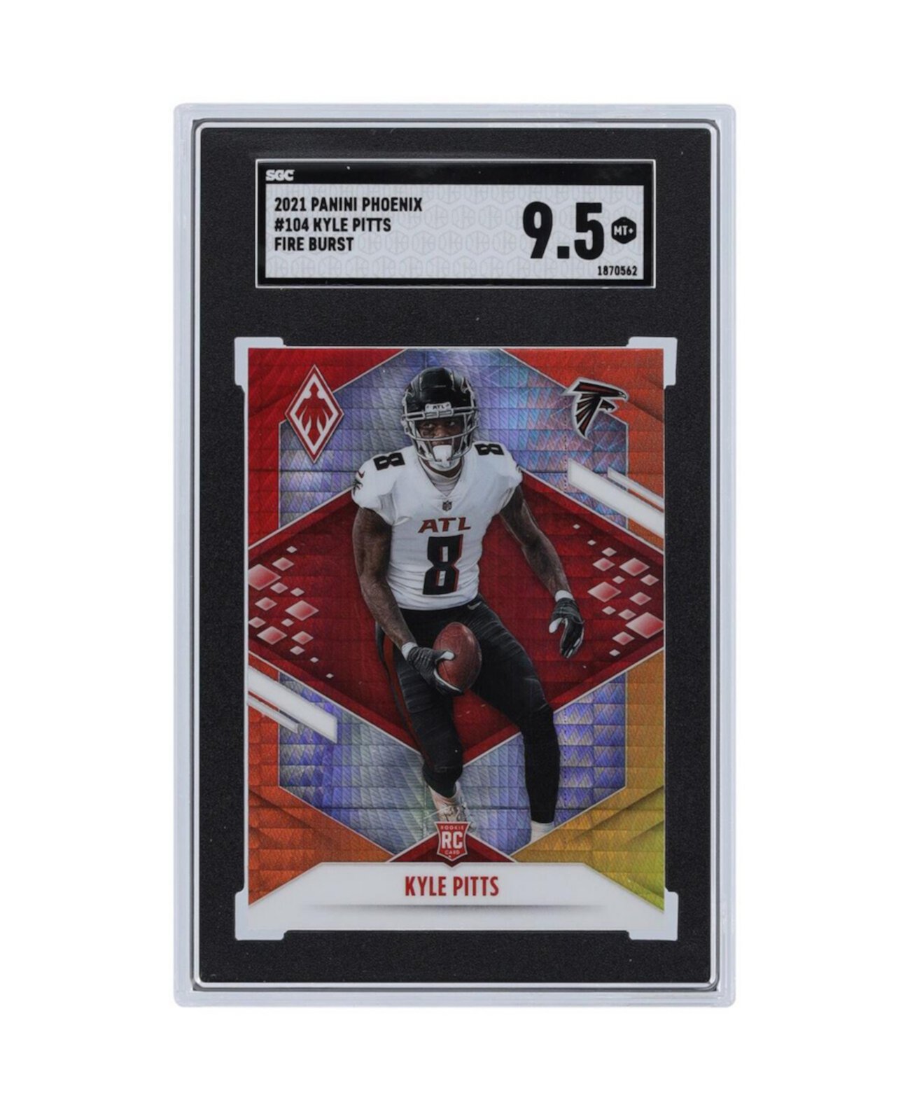 Кайл Питтс Atlanta Falcons 2021 Phoenix Fire Burst # 104 Карта новичка с проверкой подлинности SGC 9.5 Panini America