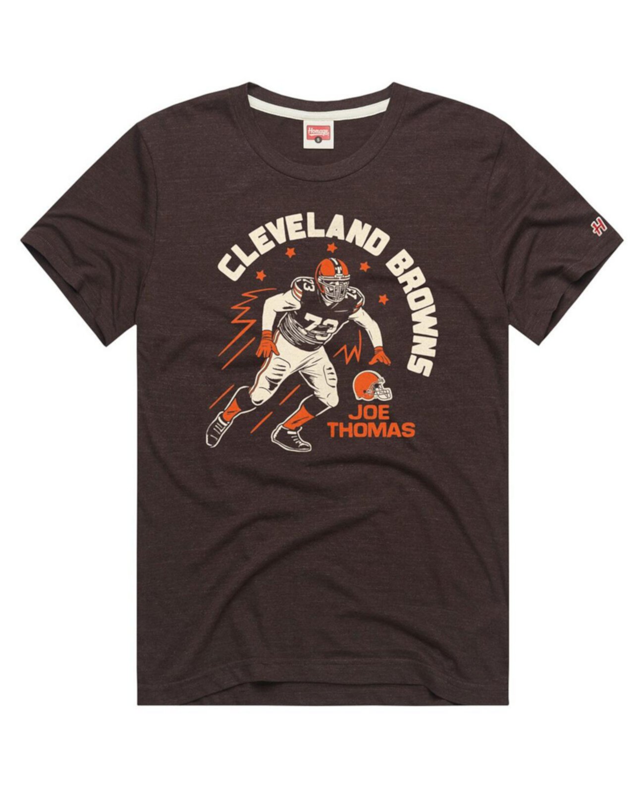 Мужская трикотажная футболка Joe Thomas с карикатурой Cleveland Browns Homage