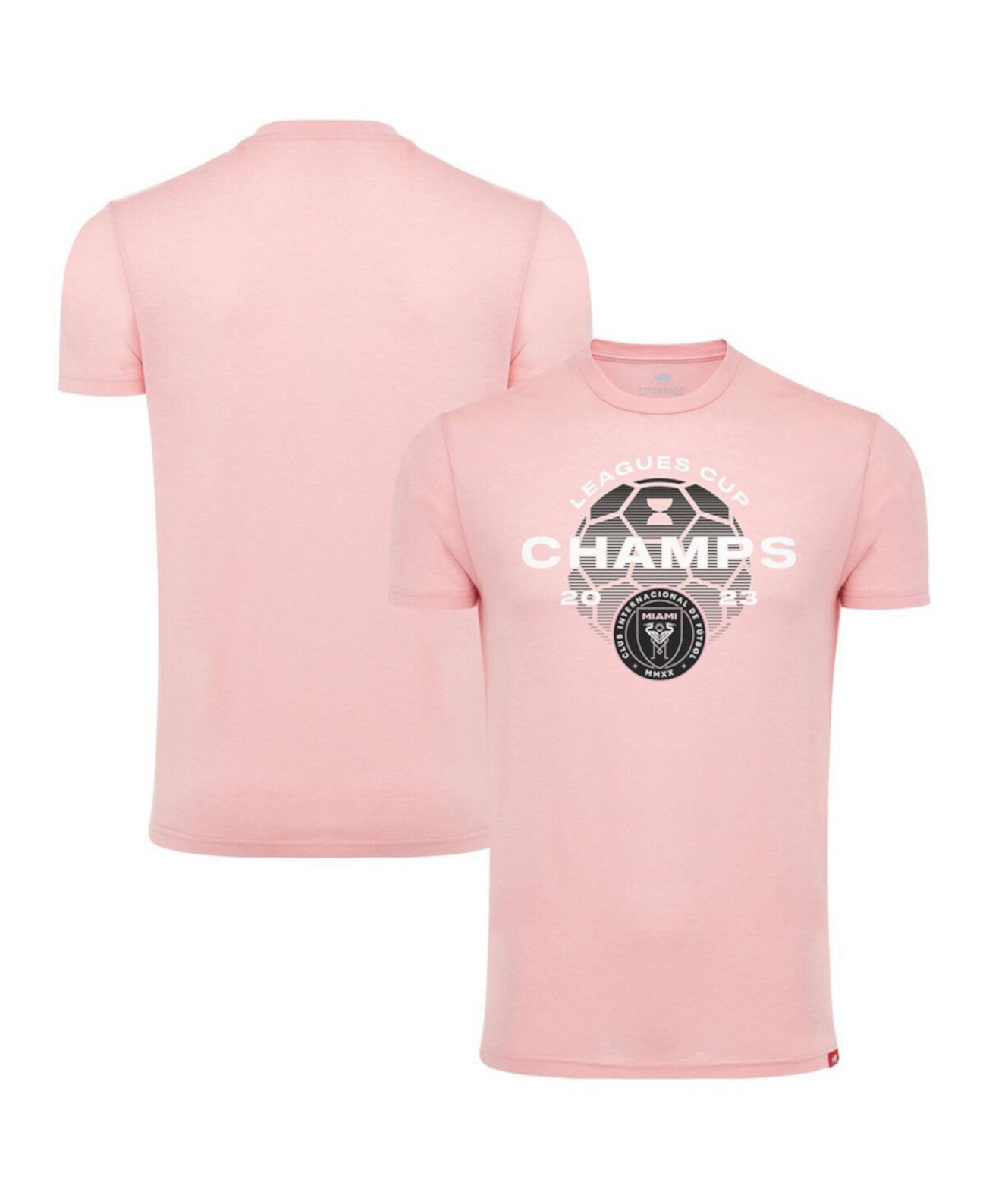 Розовая мужская и женская удобная футболка Tri-Blend Inter Miami CF 2023 League Champions Sportiqe