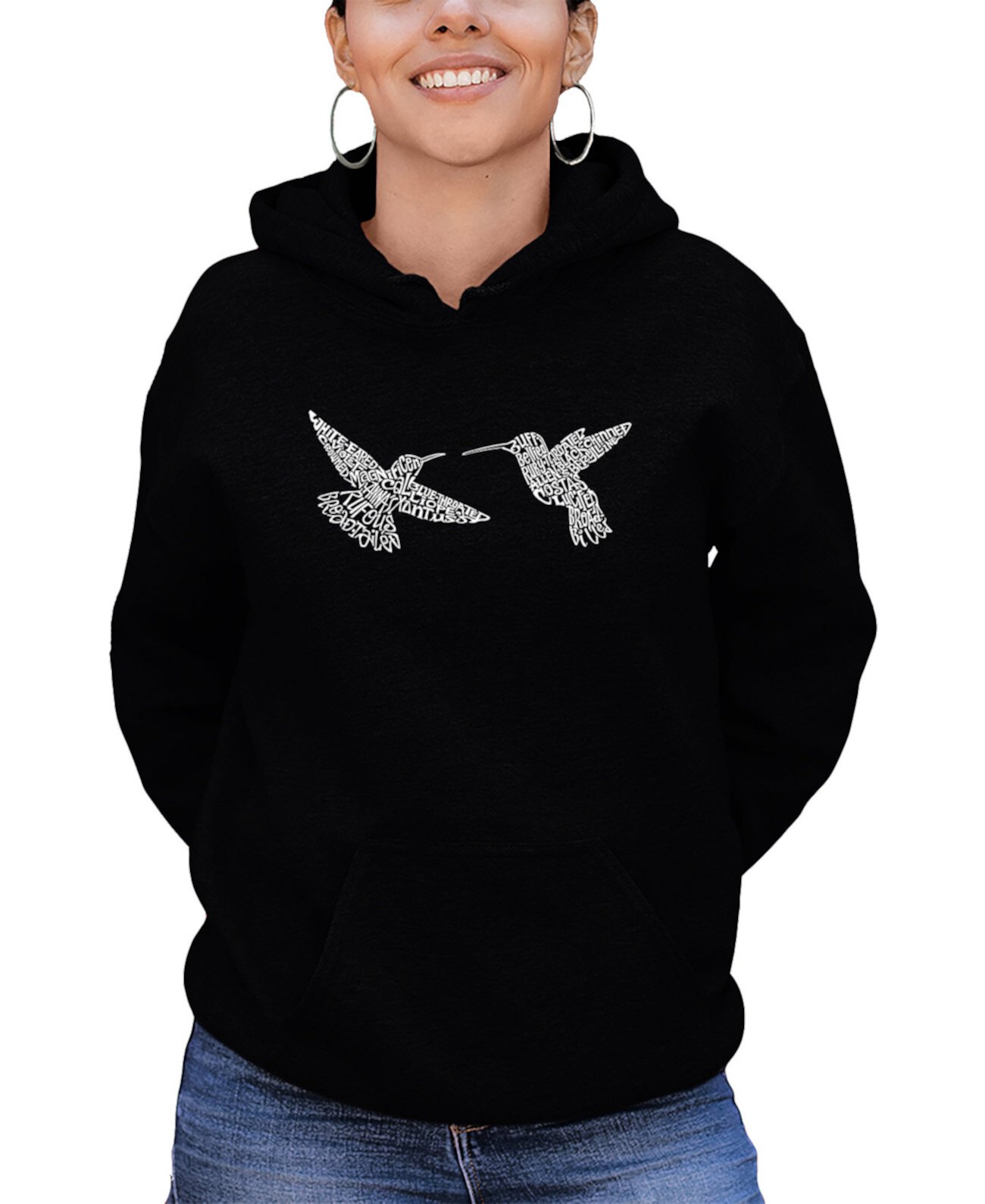 Женская толстовка с капюшоном Hummingbirds Word Art LA Pop Art