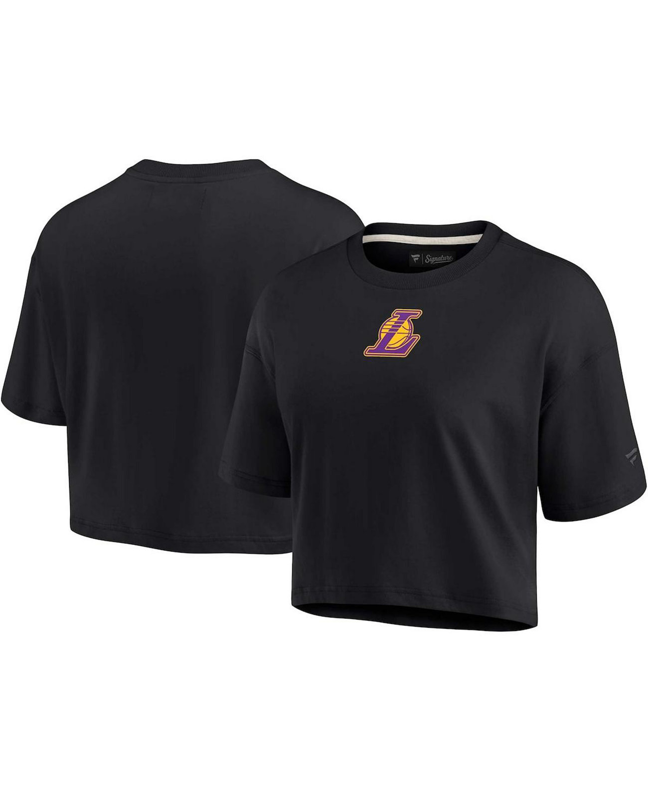 Женская черная укороченная футболка супермягкого силуэта Los Angeles Lakers Fanatics Signature