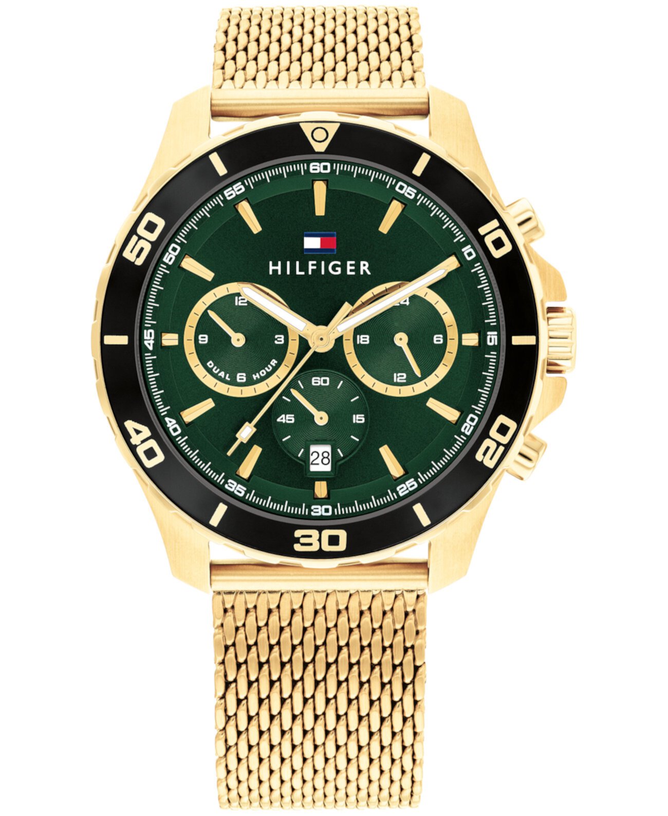 Мужские многофункциональные золотистые часы с сеткой из нержавеющей стали, 43 мм Tommy Hilfiger