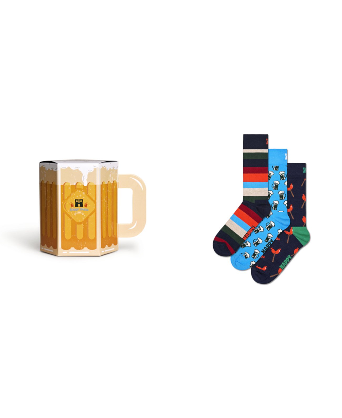 Подарочный набор мужских носков Wurst and Beer, 3 шт. Happy Socks