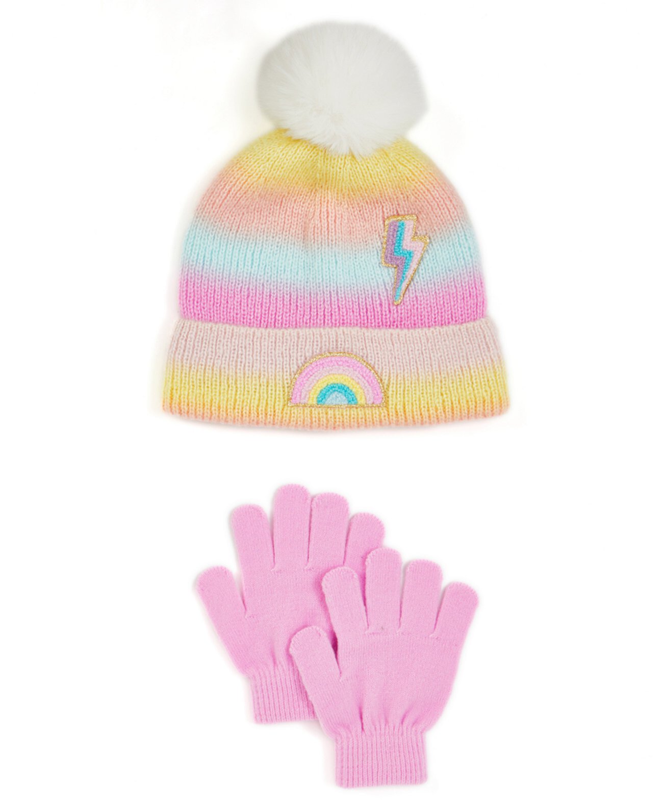Шапка для больших девочек Rainbow Sugar с нашивками и перчатками, набор из 2 предметов InMocean