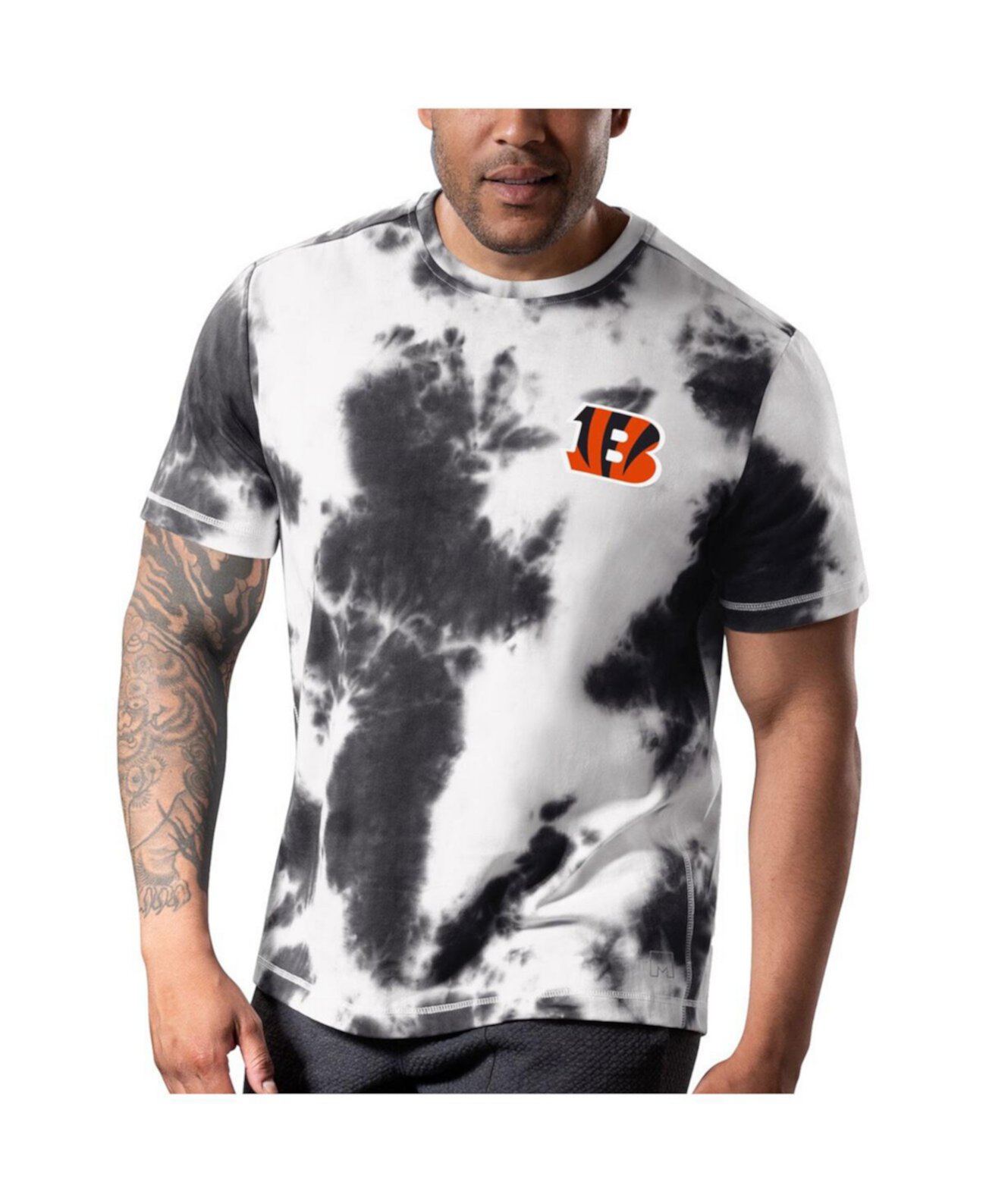 Мужская черная футболка Cincinnati Bengals Freestyle Tie Dye MSX by Michael Strahan