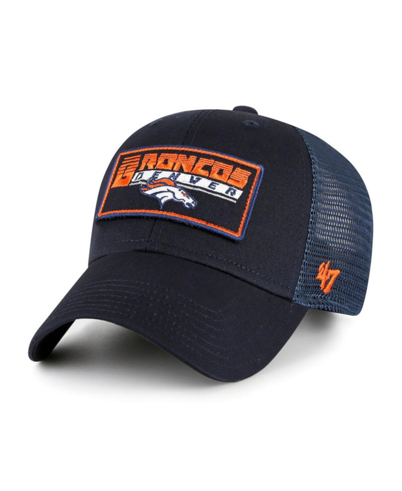 Темно-синяя регулируемая кепка Big Boys and Girls Denver Broncos Levee MVP Trucker '47 Brand
