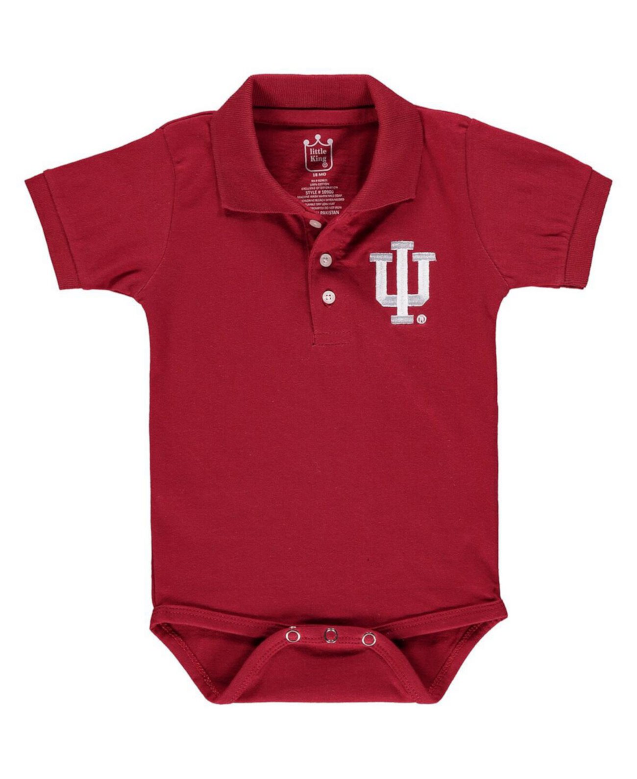 Детский бодик-поло Indiana Hoosiers для мальчиков и девочек из 100% хлопка с вышивкой Little King Apparel