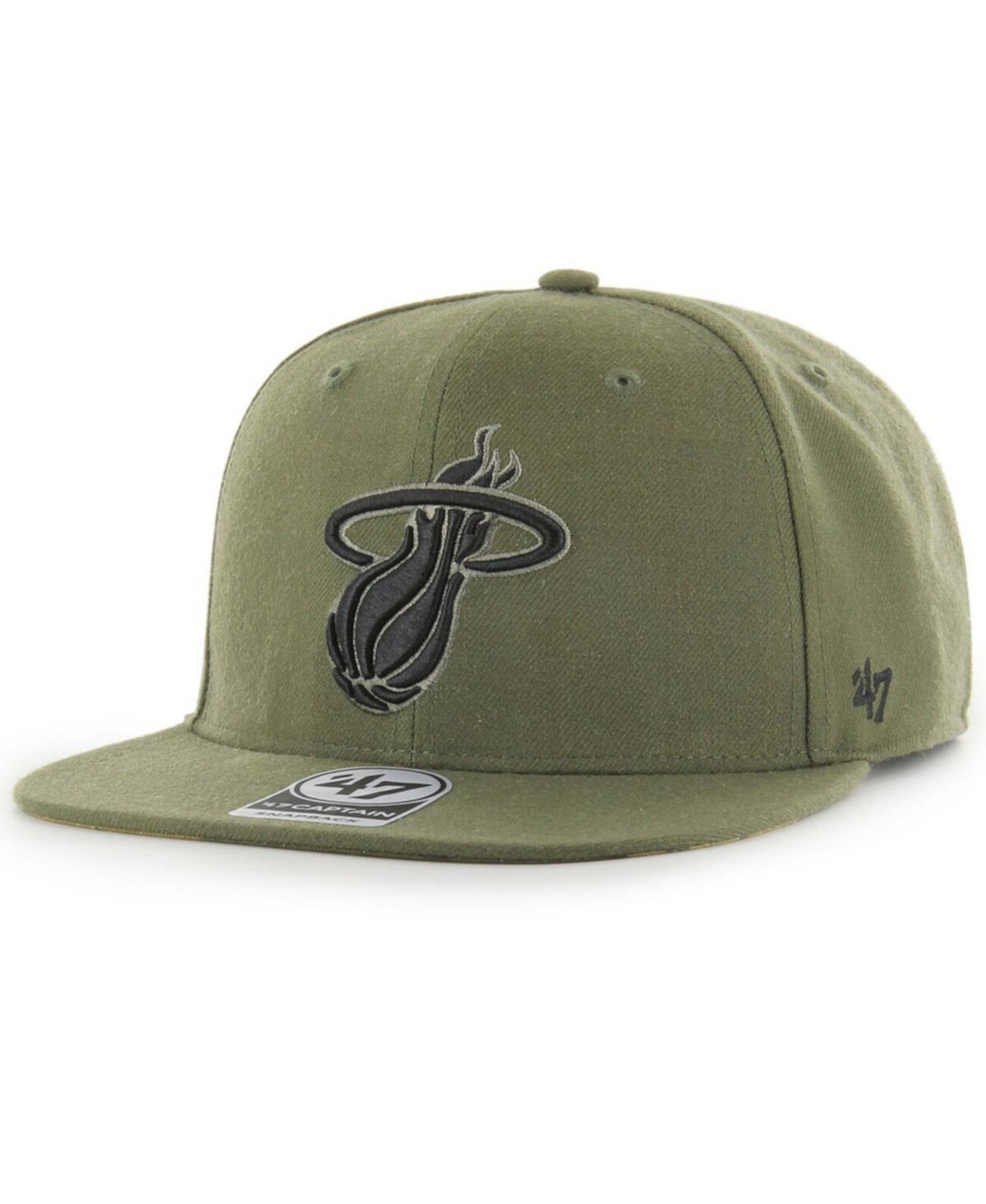 Мужская оливковая кепка с камуфляжным принтом Miami Heat Ballpark Captain Snapback '47 Brand