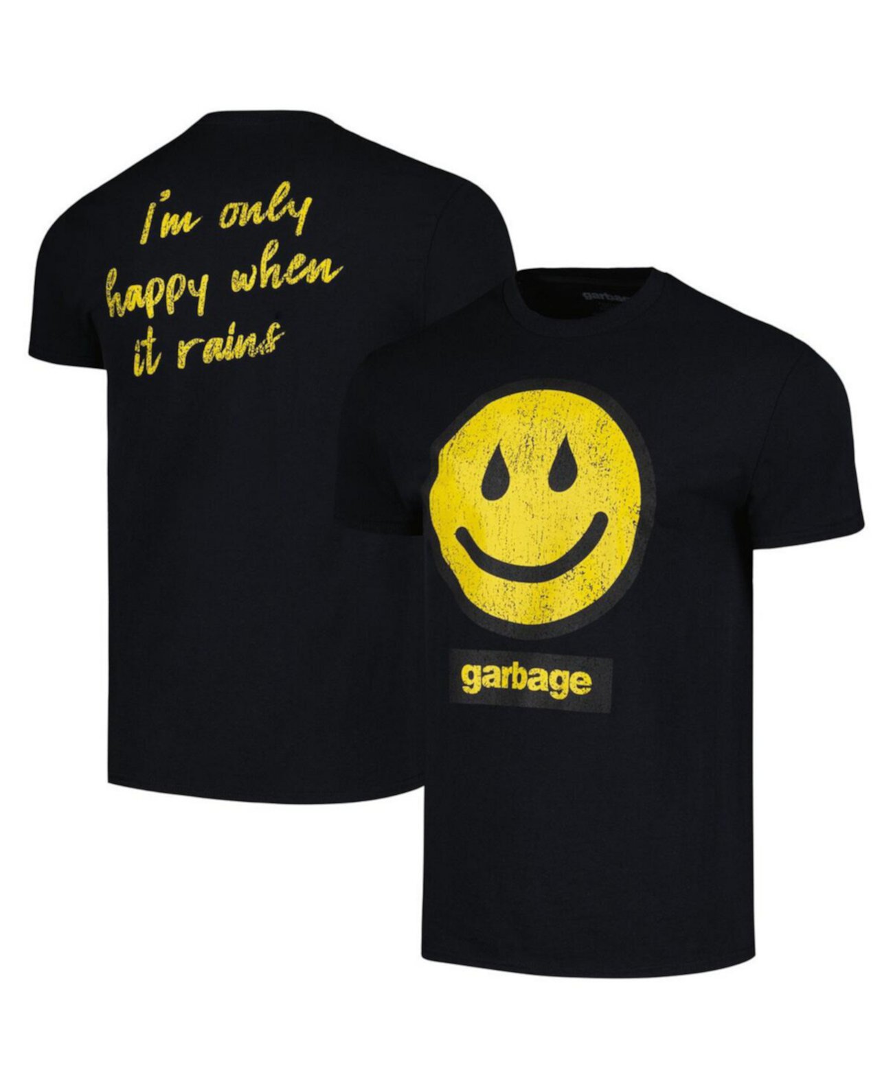 Мужская черная футболка с рисунком Garbage I'm Only Happy When It Rains Manhead Merch