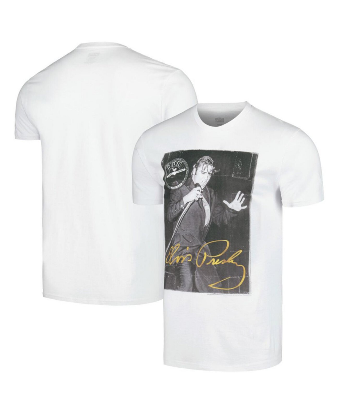 Мужская белая футболка Elvis Presley Gold Signature American Classics